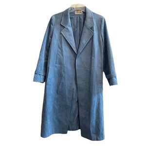 Vintage 70s Women's Count Romi Blue Ultra Suede Long Swing Coat Sz 12 Trench